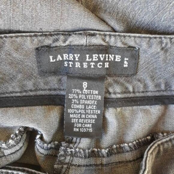 Larry Levine Pants Womens 8 Cropped Mid Rise Carrot Lace Button Details Black - Picture 2 of 8